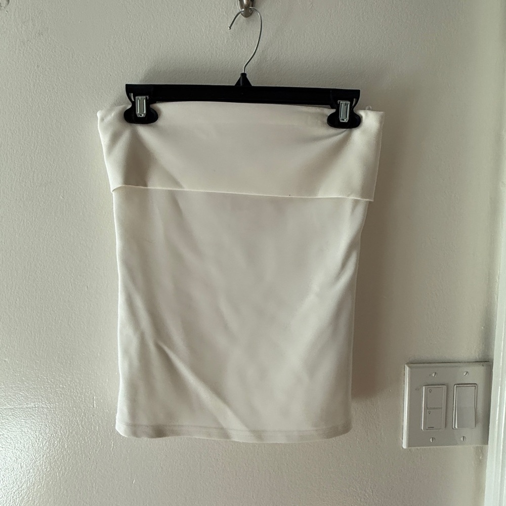 Zara White Foldover Pencil Mini Skirt